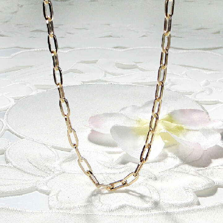 楽天市場】K18YG/WG/PG ペーパークリップチェーン ネックレス 50cm 