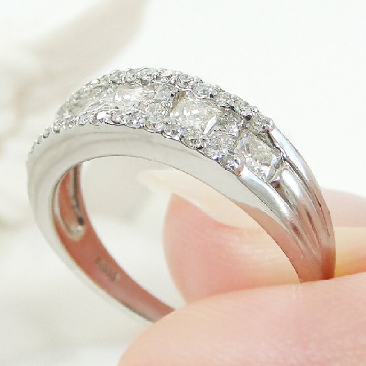 楽天市場】Pt900 プリンセスカット ダイヤモンド リング【0.70ct 