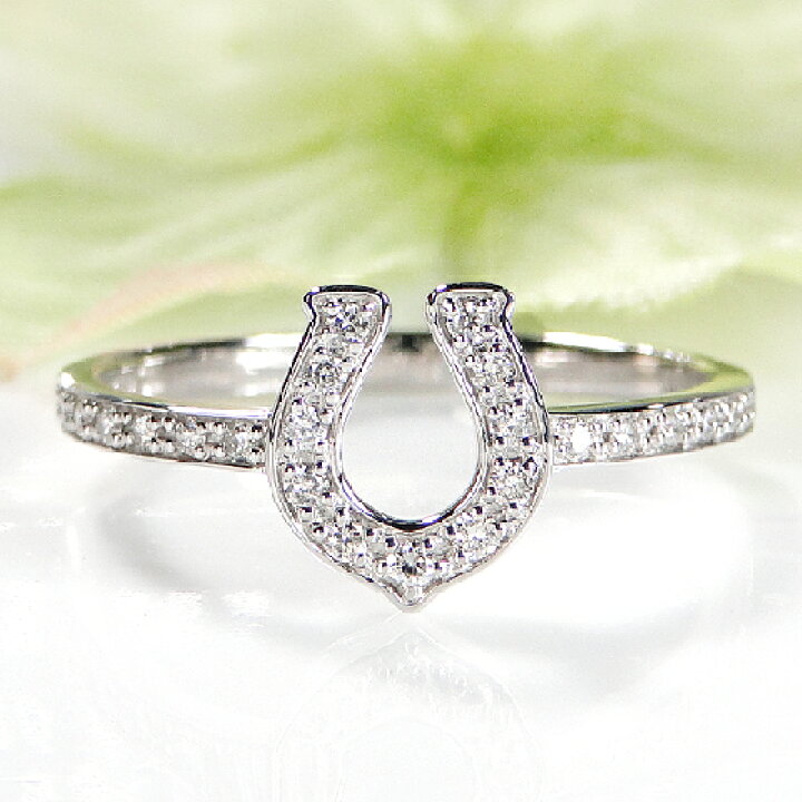 楽天市場】Pt900/K18YG【0.18ct】馬蹄モチーフ ダイヤモンド リング  