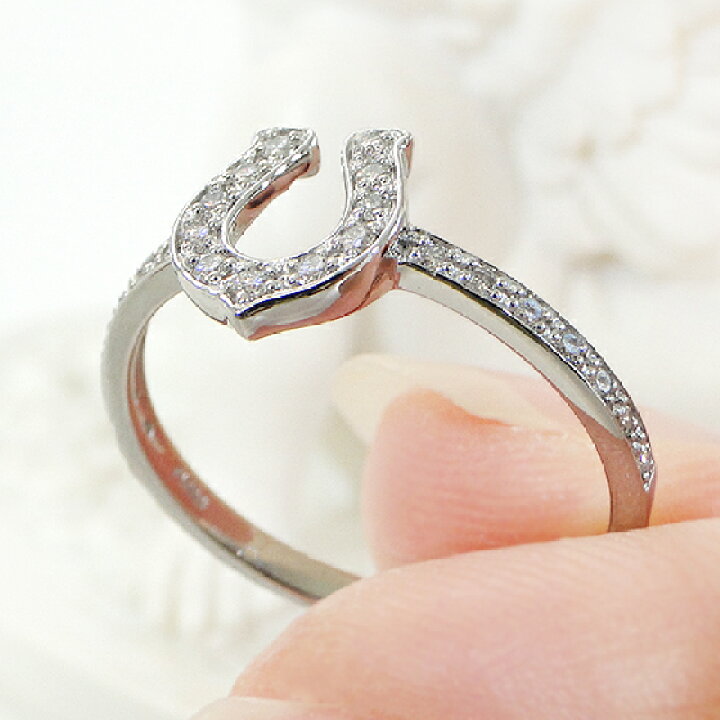 楽天市場】Pt900/K18YG【0.18ct】馬蹄モチーフ ダイヤモンド リング  