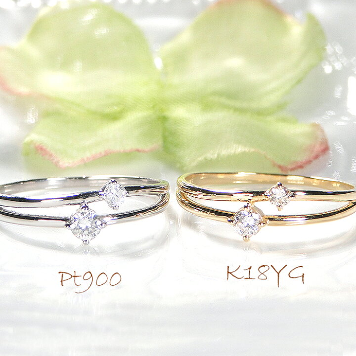 楽天市場】Pt900/K18YG/PG 2連デザイン 重ねづけ風 ダイヤモンド  