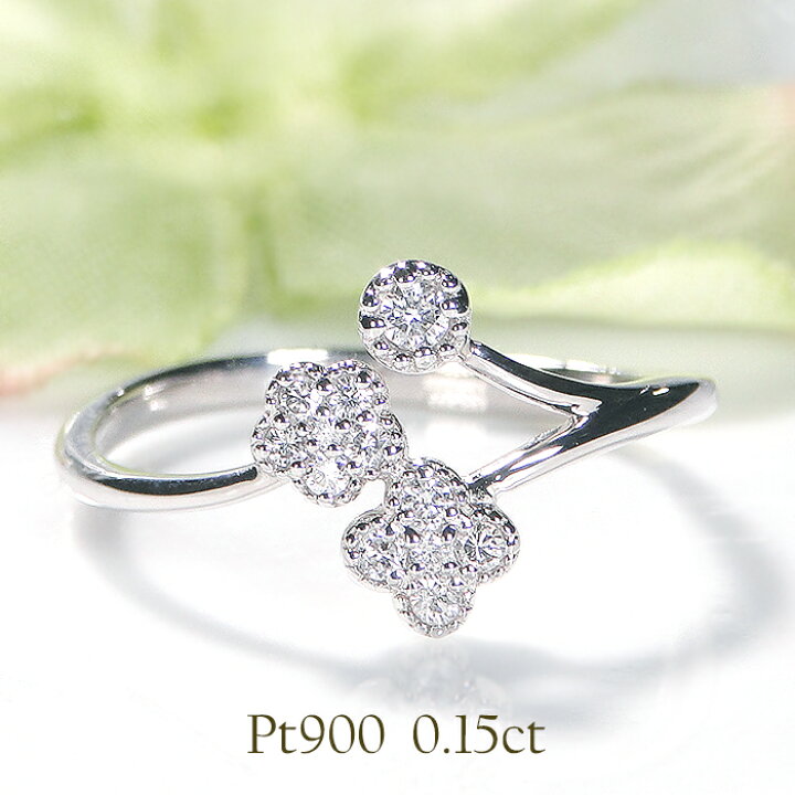 楽天市場】Pt900/K18YG/PG フラワー ダイヤモンド リング【0.15ct  