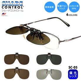 クリップオン サングラス 偏光 眼鏡 簡単装着 レンズ 【シェードコントロール SC-05】 ゴルフ アウトドア スポーツ