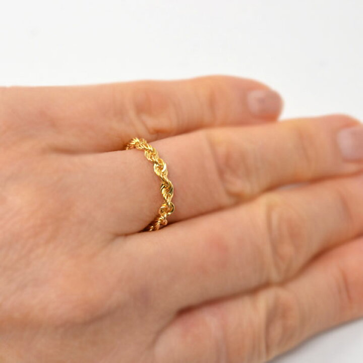 楽天市場】オシャレな ロープチェーン リング 指輪 18金 k18 18k  