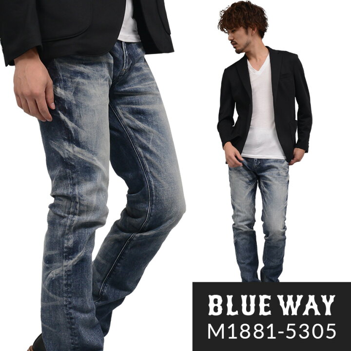 楽天市場】BLUEWAY:ソリッドストレッチデニム・レギュラーテーパード 