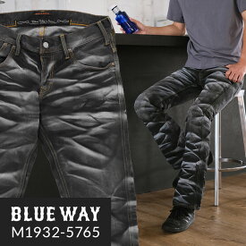 ブーツカット;BLUEWAY:ストレッチデニム・ブーツカットジーンズ（ホワイトシェーバー：ブラック）:M1932-5765 S-LL ブルーウェイ ジーンズ メンズ デニム 裾上げ 日本製