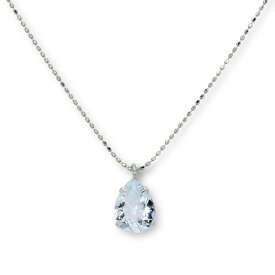 PT 0.8ct アクアマリンペンダント ペアシェイプ プラチナ 45cmフリーアジャスター カットボール 0.6mm 3月誕生石