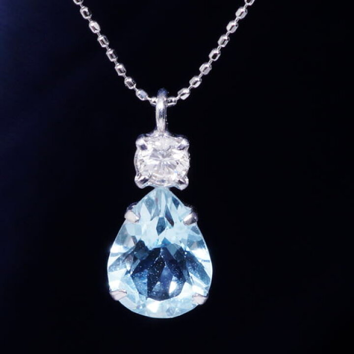 楽天市場】PT 0.8ct アクアマリンペンダント ペアシェイプ プラチナ 