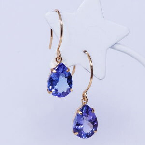 【ティファニー命名タンザナイト】K18 タンザナイトピアス 計2カラット ペアシェイプ フック式 18金 12月誕生石 クリスマス ギフト 結婚式