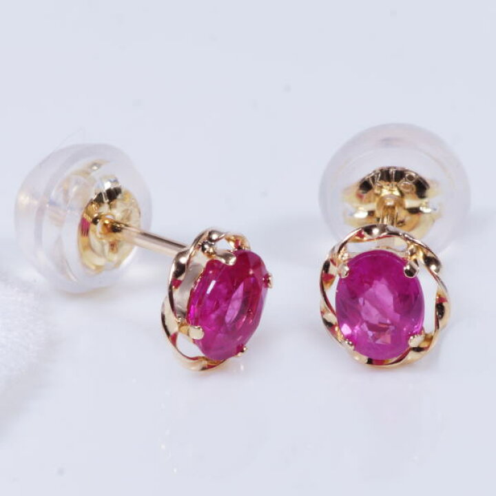 楽天市場】K18 0.4ct ルビー ピアス オーバル 18金 7月誕生石 IA-1090 