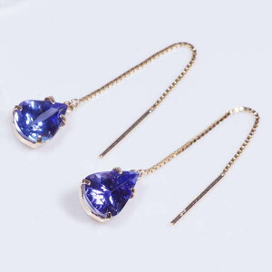 【ティファニー命名タンザナイト】K18 2ct タンザナイト ピアス ペアシェイプ 18金 アメリカン チェーン 12月誕生石 クリスマス ギフト 結婚式