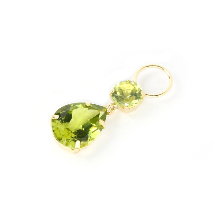 楽天市場】K18 2.2ct ペリドット チャーム ペアシェイプ ワンペア 