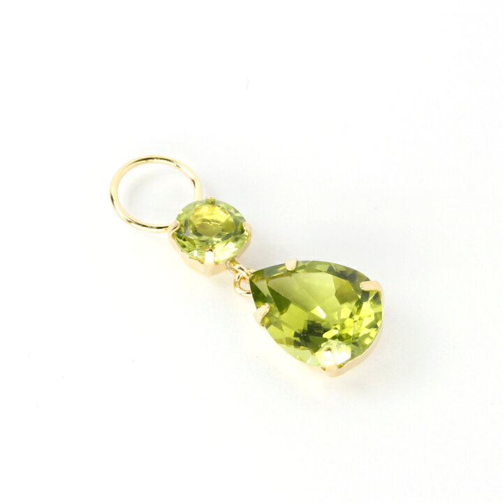 楽天市場】K18 2.2ct ペリドット チャーム ペアシェイプ ワンペア 