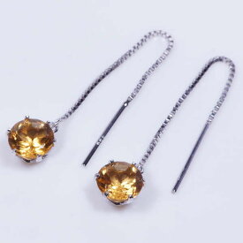 PT シトリン 0.8ct ピアス ラウンド アメリカン プラチナ 0.8カラット 11月誕生石