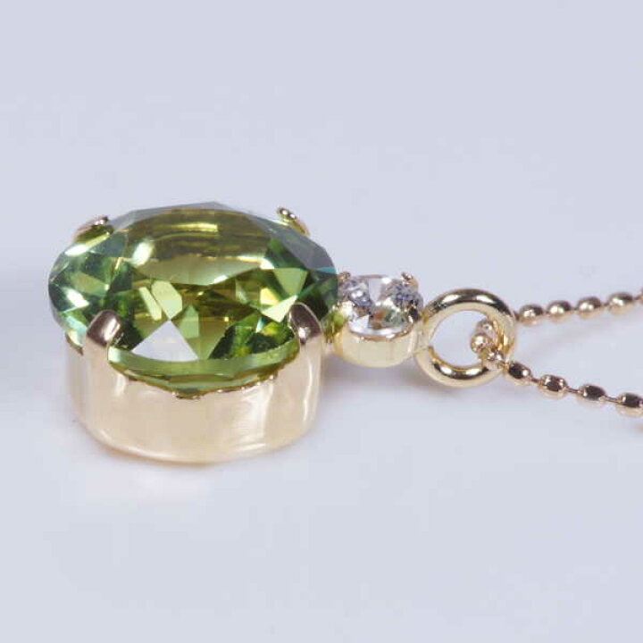 楽天市場】K18 1ct ペリドット ペンダント ダイヤ 0.05ct 18金 