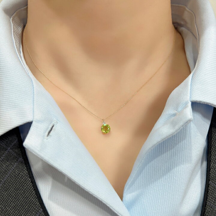 楽天市場】K18 1ct ペリドット ペンダント ダイヤ 0.05ct 18金 