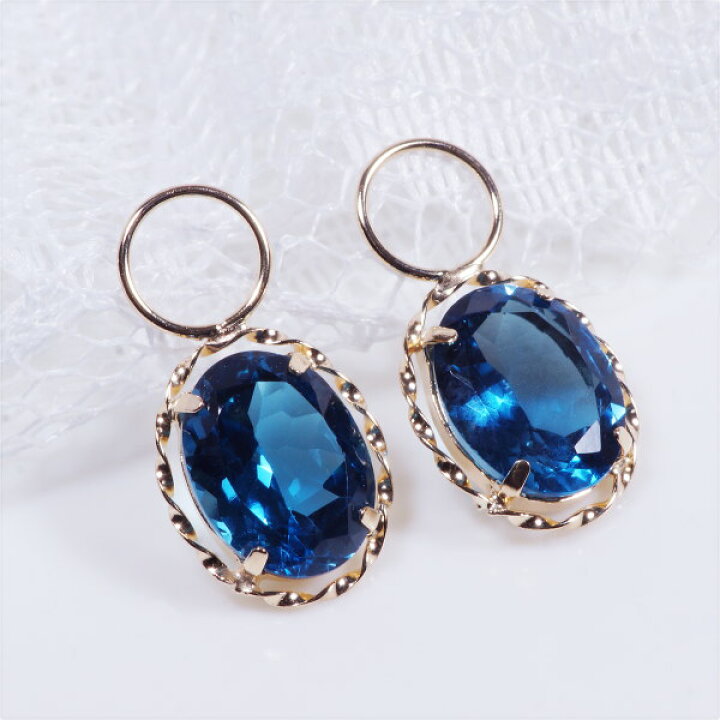 楽天市場】K18 2.8ct ロンドンブルートパーズチャーム オーバル 18金  
