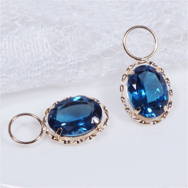 楽天市場】K18 2.8ct ロンドンブルートパーズチャーム オーバル 18金 