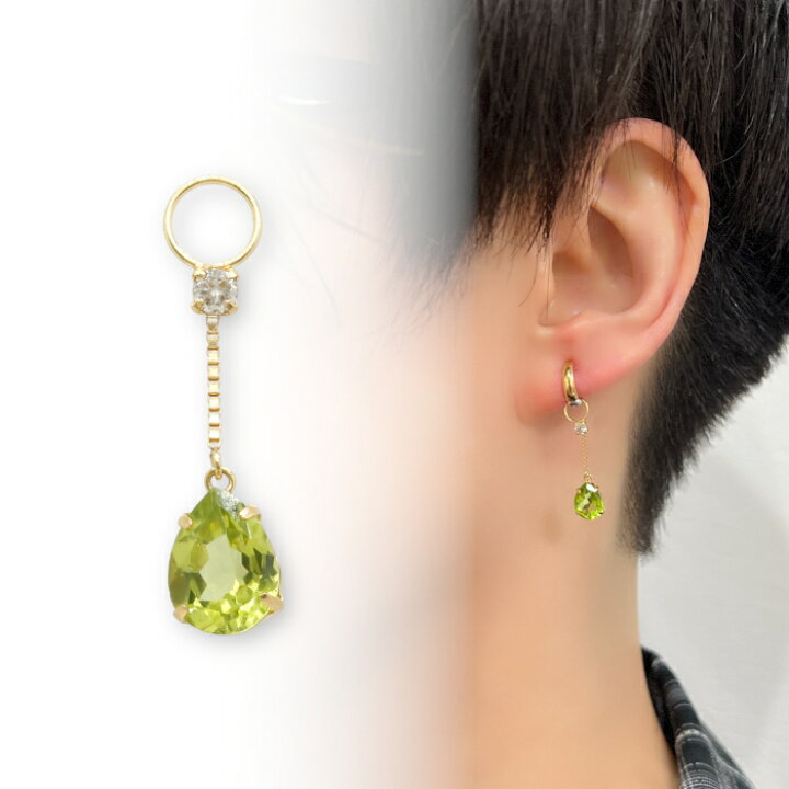 楽天市場】K18 1.6ct ペリドット チャーム ダイヤ 0.1ct 18金 8月 