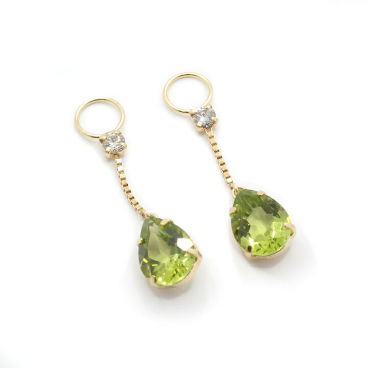 楽天市場】K18 1.6ct ペリドット チャーム ダイヤ 0.1ct 18金 8月 