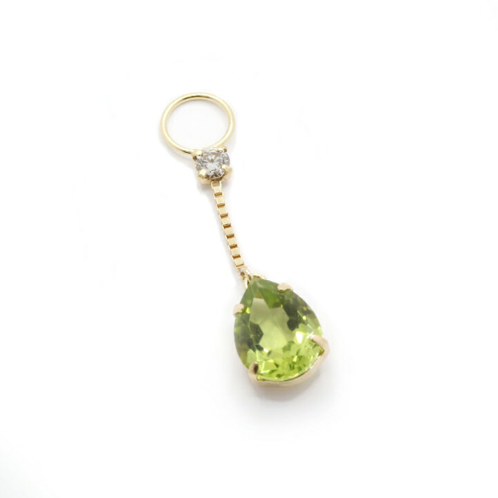 楽天市場】K18 1.6ct ペリドット チャーム ダイヤ 0.1ct 18金 8月 