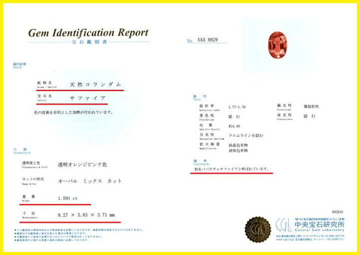 楽天市場】【鑑別付】天然パパラチアサファイア 1.591ct サファイヤ 