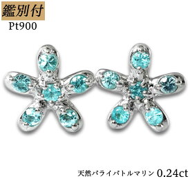 【鑑別付】Pt900 天然 パライバトルマリン0.24ct 　プラチナ スタッドピアス レディース