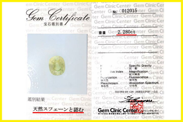 楽天市場】【鑑別付】天然 スフェーン2.28ct ルース 原石 宝石 裸石 