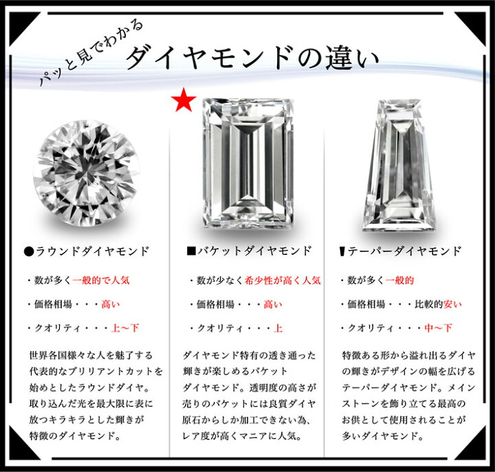 楽天市場】【K18WG/YG/PG】天然 ダイヤモンド 最大3.00ct バケット  
