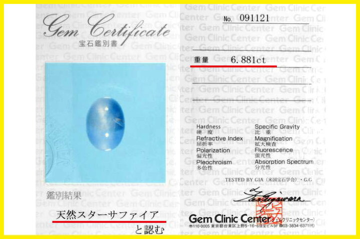 楽天市場】【鑑別付】天然 スターサファイア 6.881ct ルース 原石 