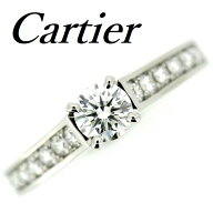 カルティエ ソリテール 0.30ct G-VVS2-3EX ダイヤモンド リング Pt950 ♯46【中古】
