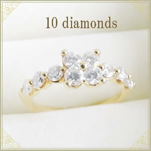 �y�S�i���������z�ySweet 10 Diamond �����O�z��K18 �ӕʏ��t �V�R 1.0ct �_�C�������h�����O���l�C�̉ԃ��`�[�t�f�U�C�� ��K18�C�G���[�S�[���h �s���N�S�[���h �z���C�g�S�[���h���v���[���g�p