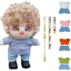 コスチューム Tシャツ 10cm ミニ洋服 2点セット パンツ 半袖 アイドル衣装 10cm ぬいぐるみ服 着せ替え 15cm 人形 ぬいぐるみ用服 衣替え 日常服人形 かわいい 20cm パンツ コスプレ ぬい服 ぬいぐるみ 洋服