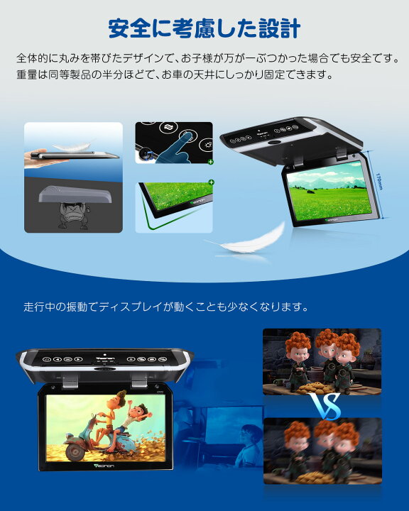 楽天市場】フリップダウンモニター 10.1インチ 薄型 軽量 リア 