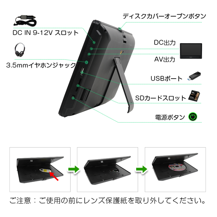 楽天市場】新商品 バッテリ内蔵 2台セット DVDプレイヤー ヘッドレスト