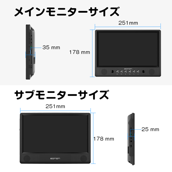楽天市場】新商品 バッテリ内蔵 2台セット DVDプレイヤー ヘッドレスト