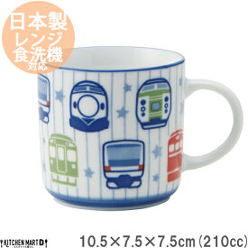 トレインフェイス マグ マグカップ コップ 210cc 美濃焼 和食器 国産 日本製 電車 男の子 かわいい 陶器 子供 キッズ 軽い 軽量 食器 食洗機対応 ラッピング不可