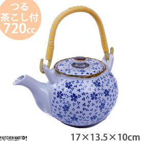 土瓶 4号 720cc 染付小花 つる付 茶こし付 どびん 急須 業務用 陶器 食器 おしゃれ かわいい 来客用 宴会 会議 法事 会社 店舗用 オフィス 業務用 食洗器対応 即納 即日配送 あす楽対応 ラッピング不可