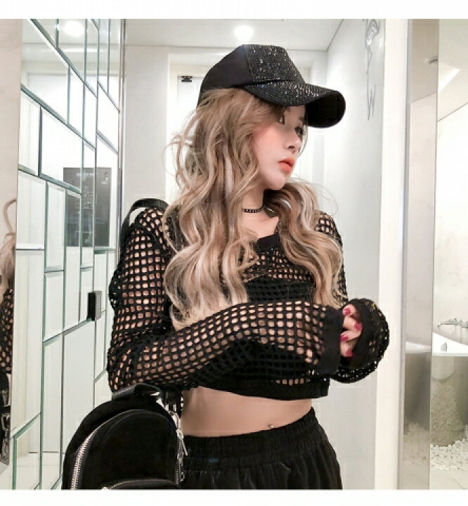 楽天市場 ダンス衣装 ダンスレッスン着 練習着 ショート丈 長袖 メッシュ トップス セクシー かっこいい レディース ヒップホップ ダンス 黒 無地 へそ出し 大量注文 Juicy Soul