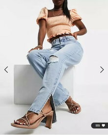 ASOS ハイウエスト ストレート デニム ジーンズ パンツ ウォッシュカラー イタリア