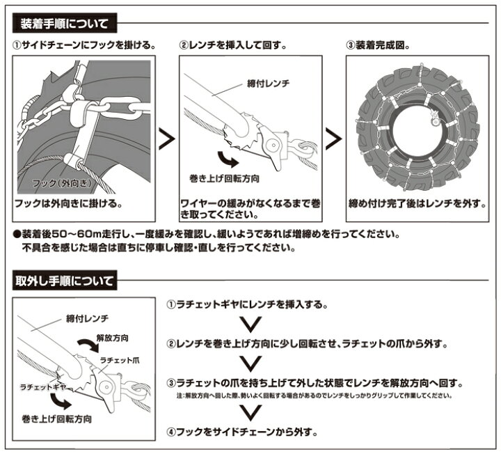 楽天市場】JET04 4ペア(タイヤ8本分) 建設機械・除雪車両用ラチェット 
