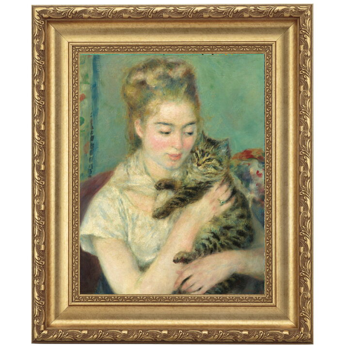 楽天市場】ルノワール「猫を抱く女性」4号 立体複製名画 美術品 
