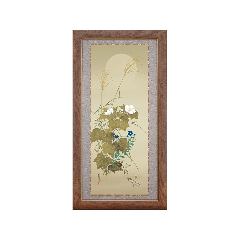【楽天市場】酒井抱一『十二か月花鳥図』八月『秋草に螽斯図』額