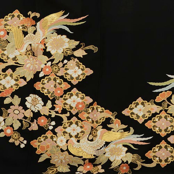 楽天市場】黒留袖 レンタル おすすめ 正絹 4419 鳳凰刺繍 女性和服 