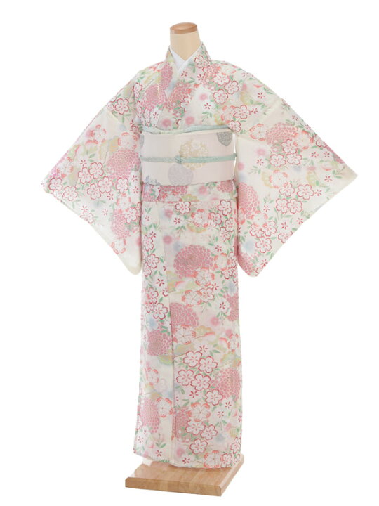 楽天市場】夏 サマー 訪問着 t0075 白地薄ピンク花 絽 小紋 レンタル  