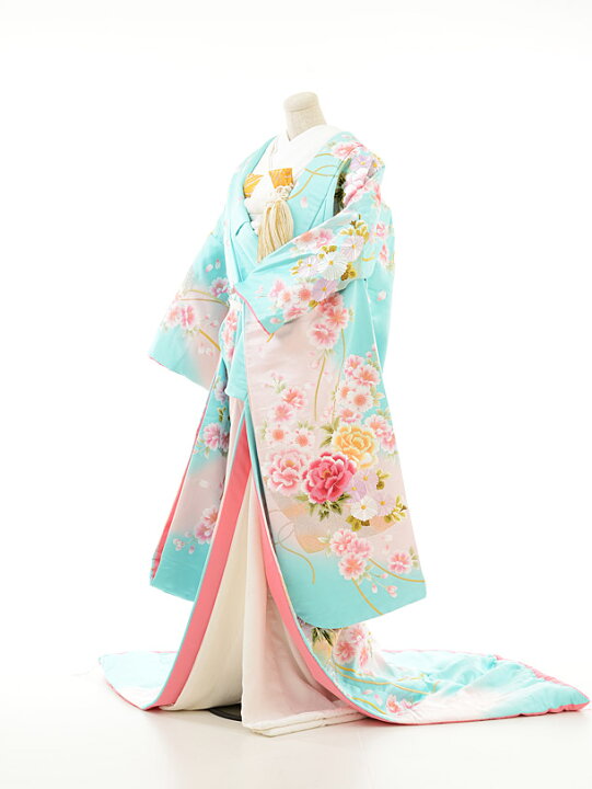 楽天市場】色打掛 着物 神社婚 和装 花嫁衣裳 1AI0251 水色八重桜牡丹 