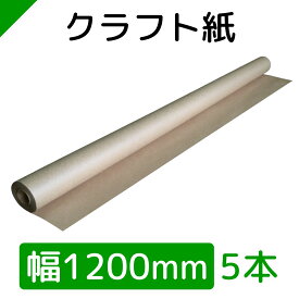 クラフト紙 包装紙 ロール紙 巻紙 1200mm×30M【5本】　（ 梱包材 / 緩衝材 / 包装資材 / 梱包資材 / 発送 / 引越 / クラフト紙 / 茶紙 / 両更 / 外装 / ボーカス / 詰め紙 / 更紙 / 緩衝紙 ）