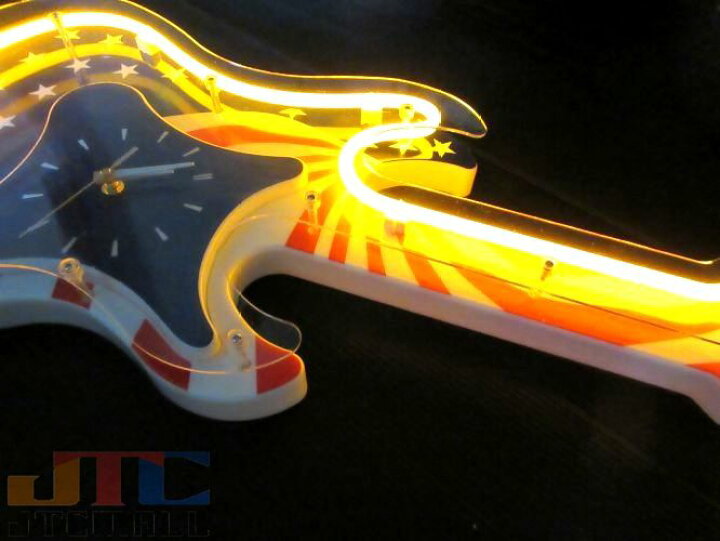 楽天市場】特大73cm×30cm×6cm ギター ネオン クロック 時計 インテリア
