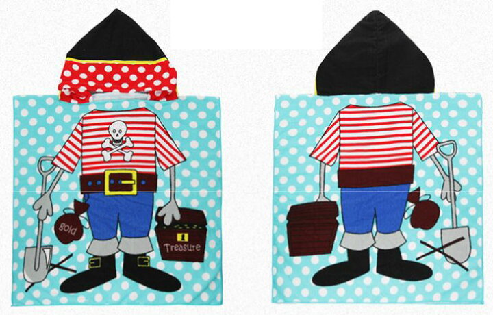 楽天市場 クリックポスト全国送料無料 海賊 黒ひげ パイレーツ タオルポンチョ フードタオル ディズニー 寝具 子供 キッズ 保育園 幼稚園バスタオル 誕生日 プレゼント ベビー キッズ 子供用 中厚 バスローブ ポンチョ ラップタオル マント Jtcモール