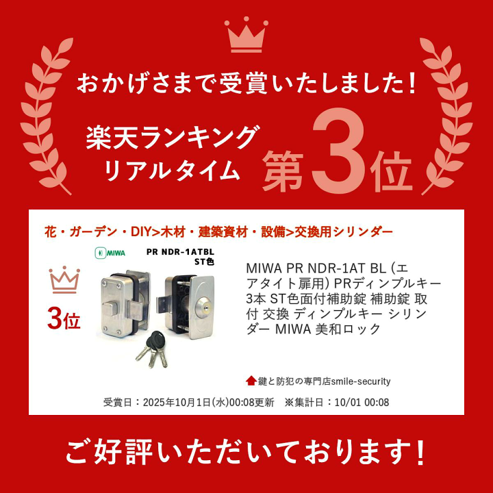 楽天市場】MIWA PR NDR-1AT BL (エアタイト扉用) PRディンプルキー3本